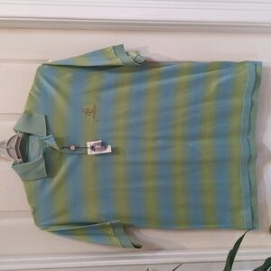 Ed Hogan Men's Jacquard Men's Hombre Striped Short Sleeve Polo Shirt Size Medium